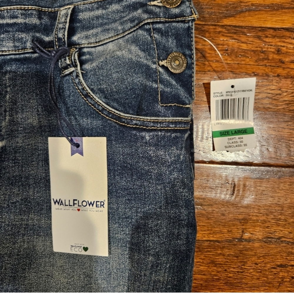 NWT WALLFLOWER Junior's Denim Overalls - Size Large - Picture 6 of 11